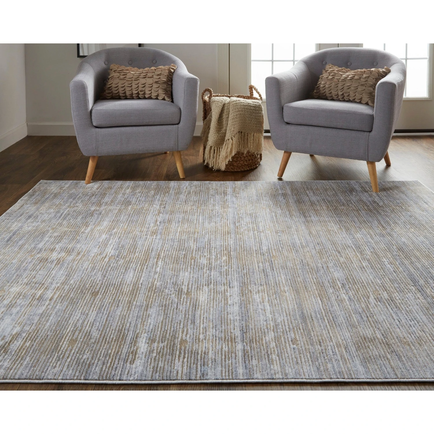 Feizy Laina 39GAF Transitional Distressed In Taupe/Silver/Tan 3 Feizy Laina 39GAF Transitional Distressed In Taupe/Silver/Tan - Image 3