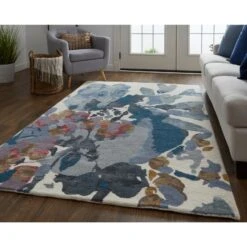 Feizy Dafney 8869F Transitional Floral & Botanical In Blue/Gray/Pink -Grayson-Living t8ovetztu1rfmqpjhkvo