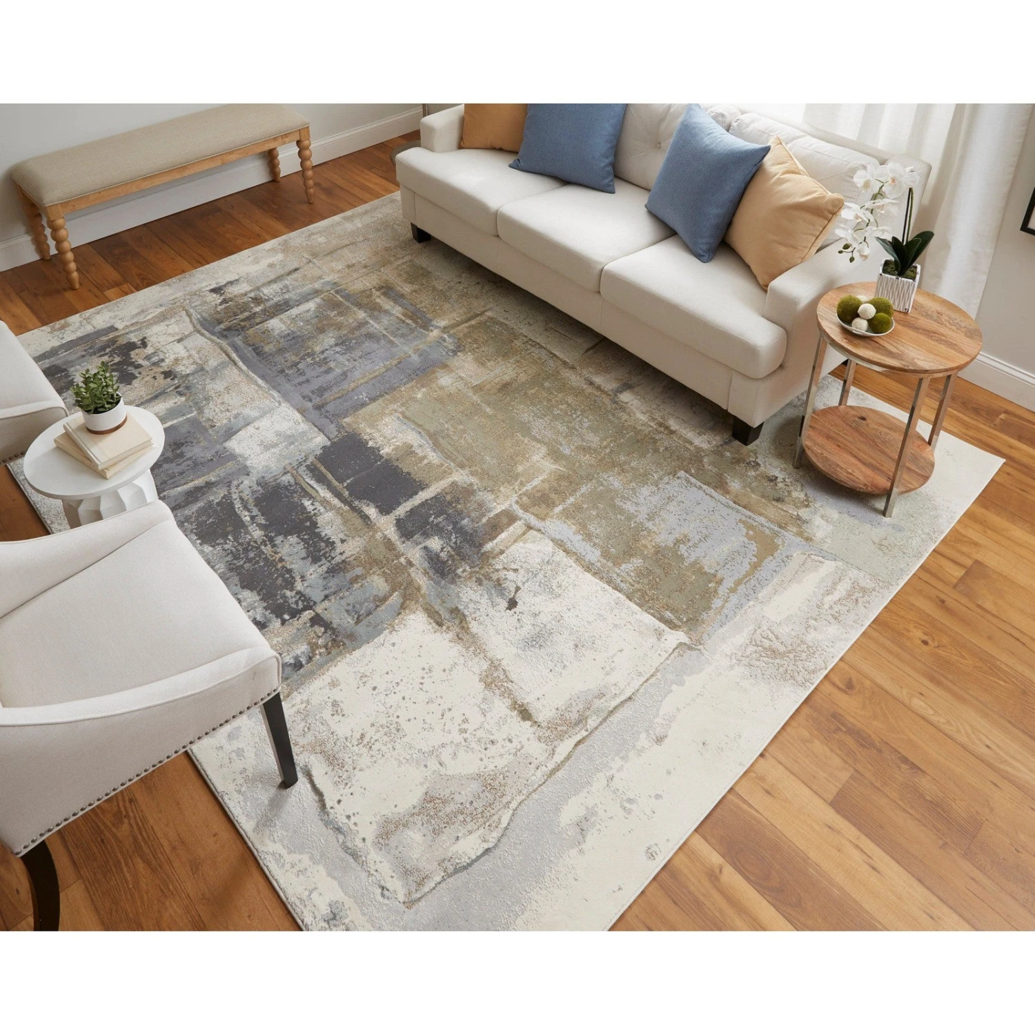 Feizy Clio 39LUF Modern Watercolor In Brown/Gray/Black 4 Feizy Clio 39LUF Modern Watercolor In Brown/Gray/Black - Image 4